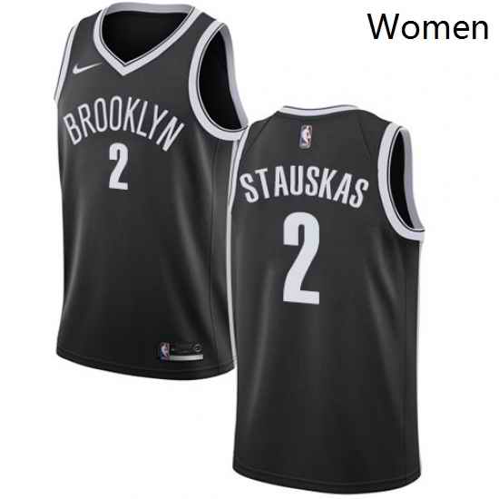 Womens Nike Brooklyn Nets 2 Nik Stauskas Swingman Black Road NBA Jersey Icon Edition